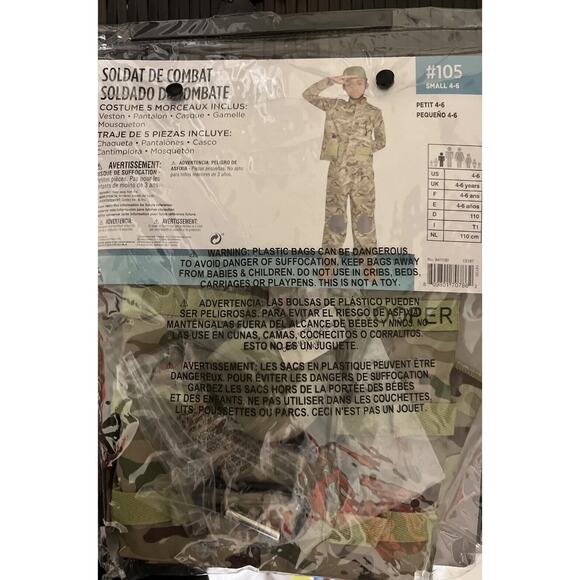 Combat Soldier Boys Halloween Costume CHILD Small 4-6, 5pc: Jacket, Helmet, Pant - Picture 11 of 16